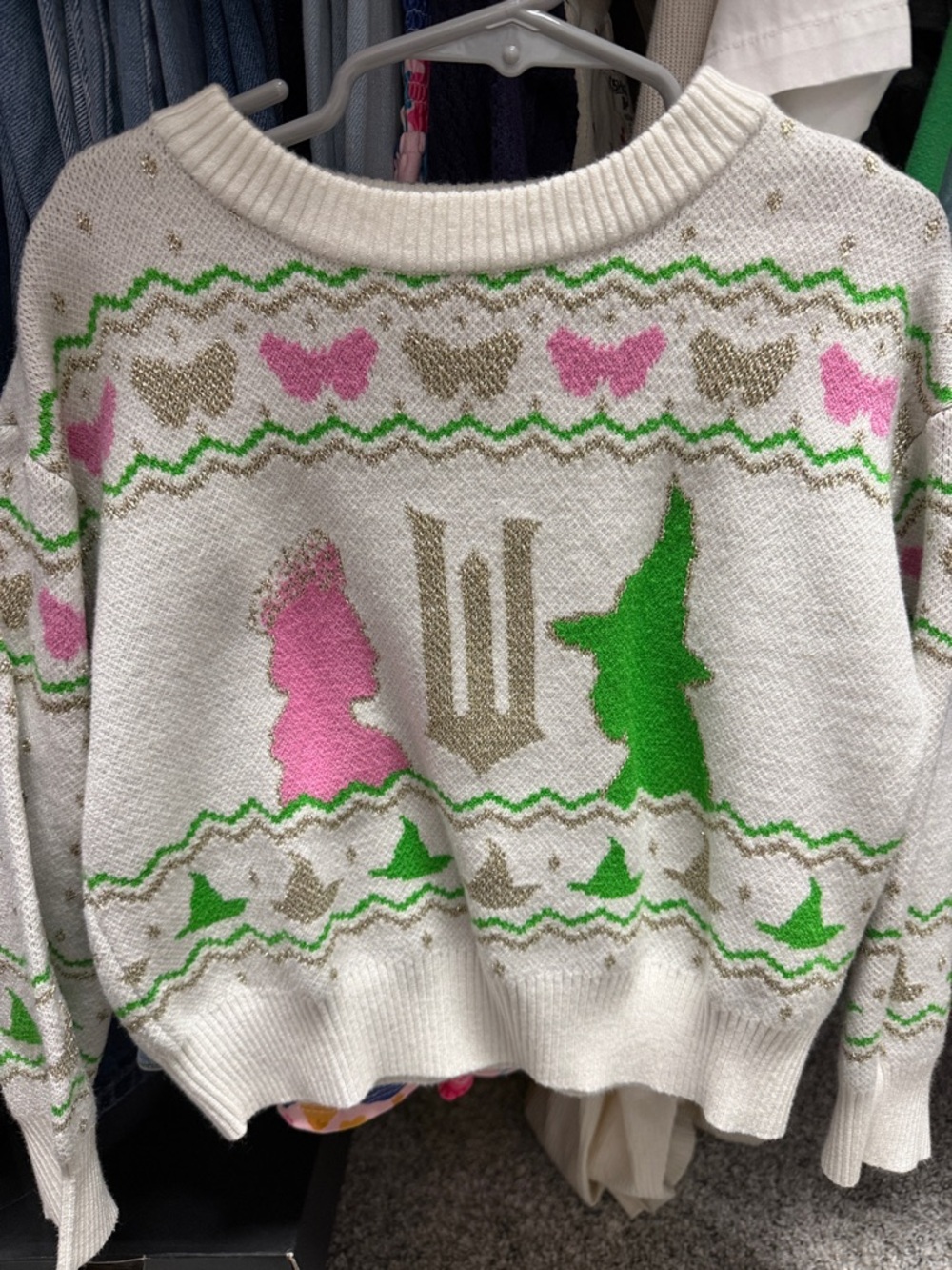 Wicked size 5 Ivory Kids Sweater with Pink & Green